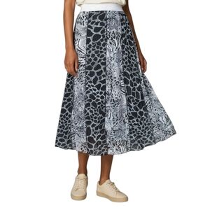 Notations NWT Multi-Animal Print Pleated Midi Skirt Women's Size L